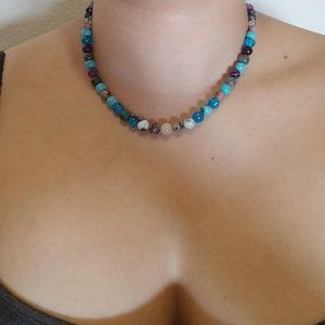 semi precious stone and glass bead necklace